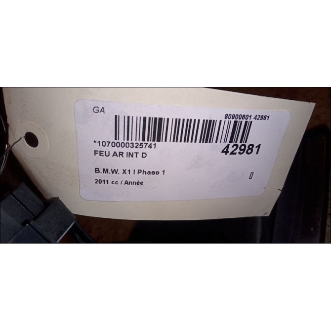 Feu arrière intérieur droit occasion B.M.W. X1 I Phase 1 07-2009->05-2012 63212992480 3