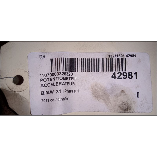 Potentiometre accelerateur occasion B.M.W. X1 I Phase 1 07-2009->05-2012 4