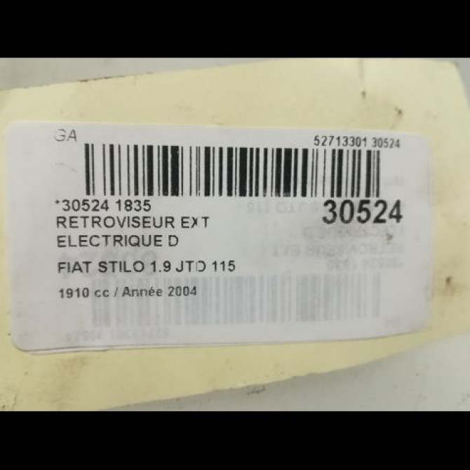 Retroviseur exterieur electrique droit occasion FIAT STILO Phase 1 10-2001->09-2007 735335232 3