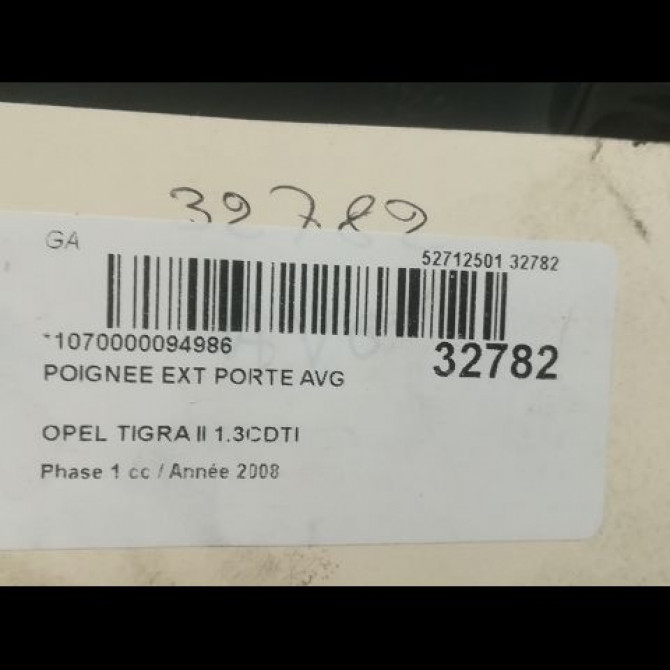 Poignee ext porte avg occasion OPEL TIGRA II Phase 1 09-2004->... 1.3CDTI 13142770 3