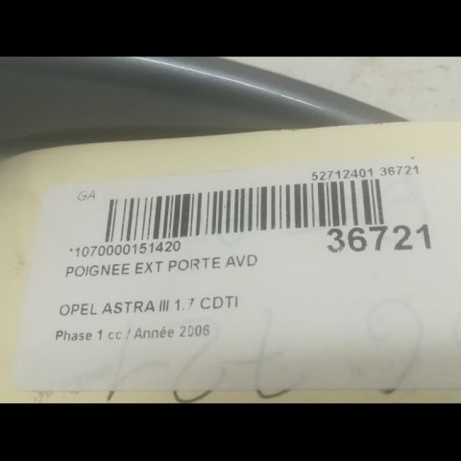 Poignee ext porte avd occasion OPEL ASTRA III ASTRA III Phase 1 2004-04-01->2006-12-31 1.7 CDTI 100ch 13142770 3