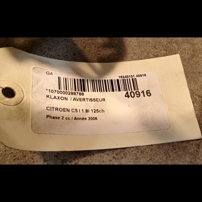 Klaxon  / avertisseur occasion CITROEN C5 I Phase 2 09-2004->06-2008 1.8i 125ch 6236J8 3