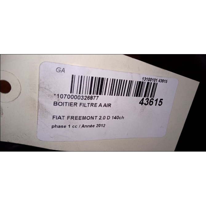 Boitier filtre a air occasion FIAT FREEMONT Phase 1 04-1995->04-1999 2.0 D 140ch 3