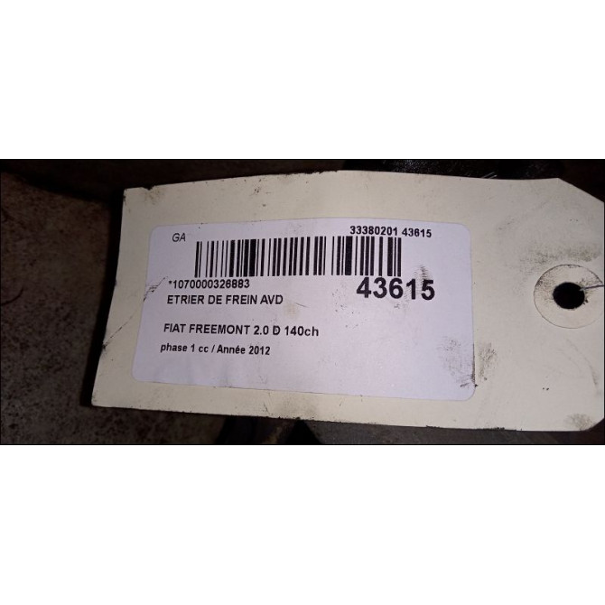 Etrier de frein avant droit occasion FIAT FREEMONT Phase 1 04-1995->04-1999 2.0 D 140ch K68144160AA 3