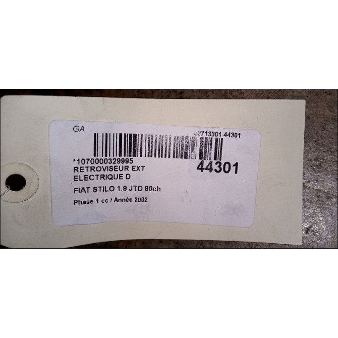 Retroviseur exterieur electrique droit occasion FIAT STILO Phase 1 10-2001->09-2007 1.9 JTD 80ch 735335232 3