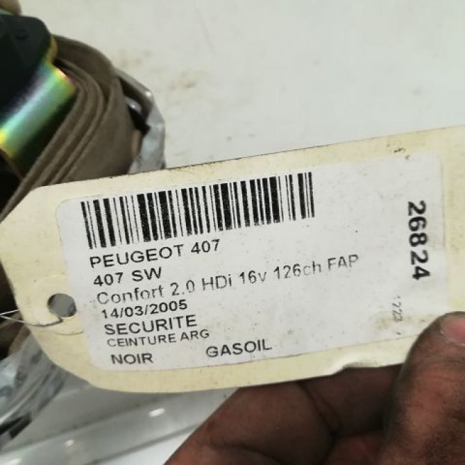 Ceinture arrière gauche occasion PEUGEOT 407 Phase 1 04-2004->07-2008 8974HR 3