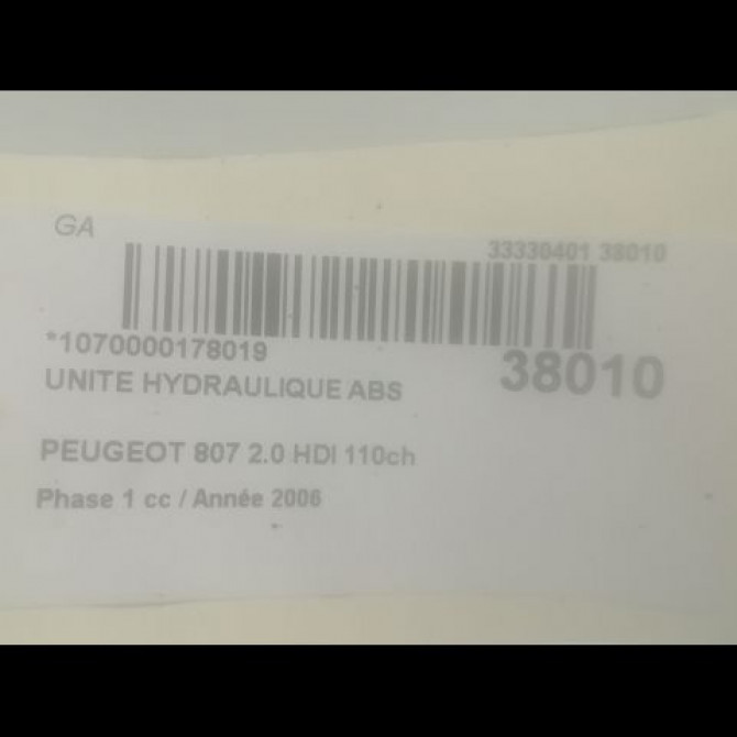 Unité hydraulique ABS occasion PEUGEOT 807 Phase 1 06-2002->12-2014 2.0 HDI 110ch 4541P9 3