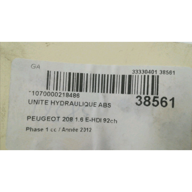 Unité hydraulique ABS occasion PEUGEOT 208 208 Phase 1 2012-03-01->2015-09-30 1.6 E-HDI 92ch 1610134480 4