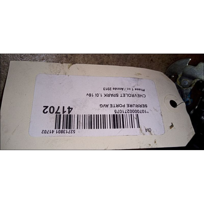 Serrure porte avg occasion CHEVROLET SPARK Phase 1 01-2010->09-2012 1.0i 16v 68ch 3