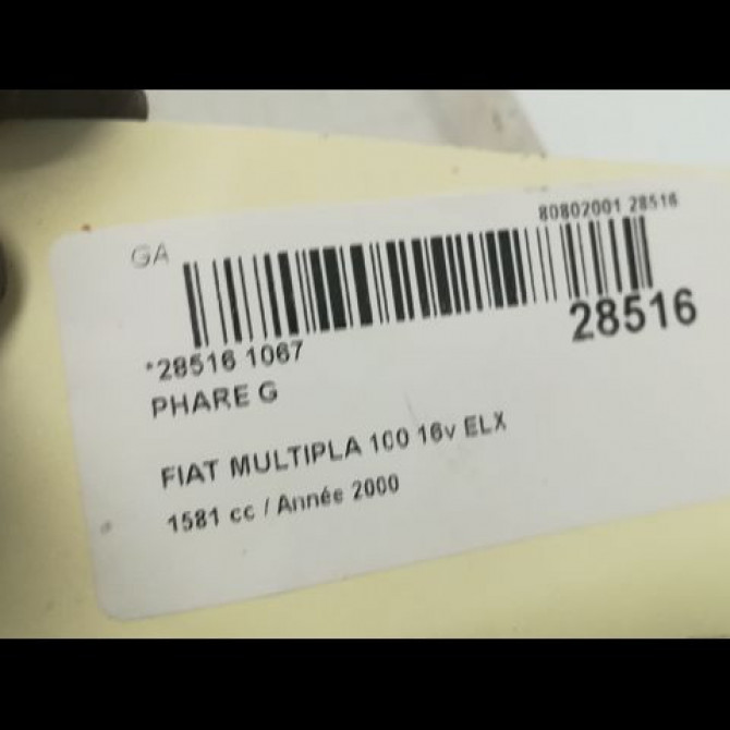 Phare gauche occasion FIAT MULTIPLA Phase 1 01-1999->09-2004 46512467 3