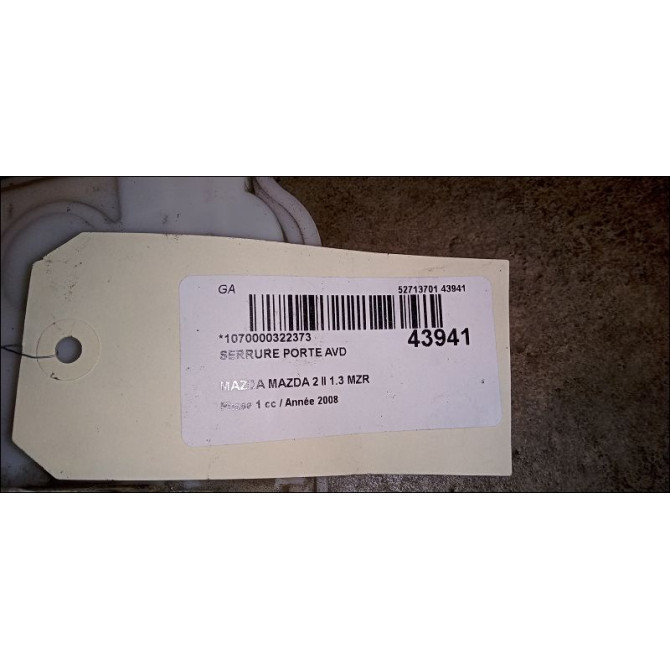Serrure porte avd occasion MAZDA MAZDA 2 II MAZDA 2 II Phase 1 2007-09-01->2011-02-28 1.3 MZR 75ch DF7458310C 2