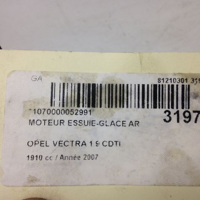 Moteur essuie-glace arrière occasion OPEL VECTRA III Phase 2 10-2005->06-2007 9185821 5