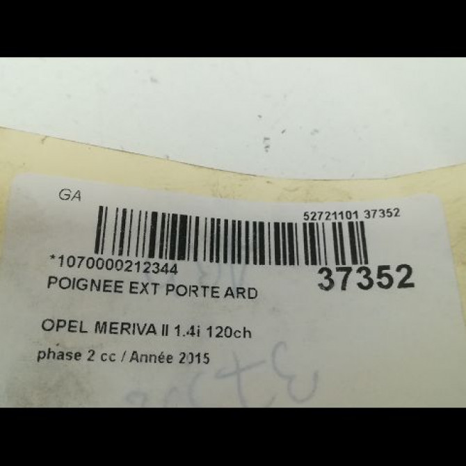 Poignee ext porte ard occasion OPEL MERIVA II phase 2 11-2013->... 1.4i 120ch 92233089 3