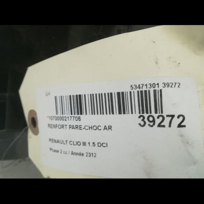 Renfort pare-choc arrière occasion RENAULT CLIO III Phase 2 03-2009->12-2014 1.5 DCI 75ch 2