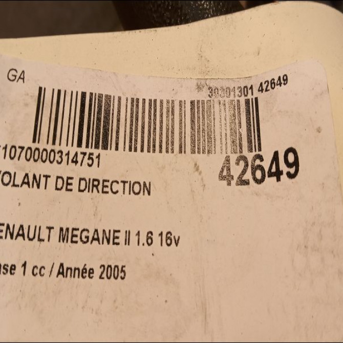 Volant de direction occasion RENAULT MEGANE II Phase 1 09-2003->12-2005 1.6 16v 8200218375 3