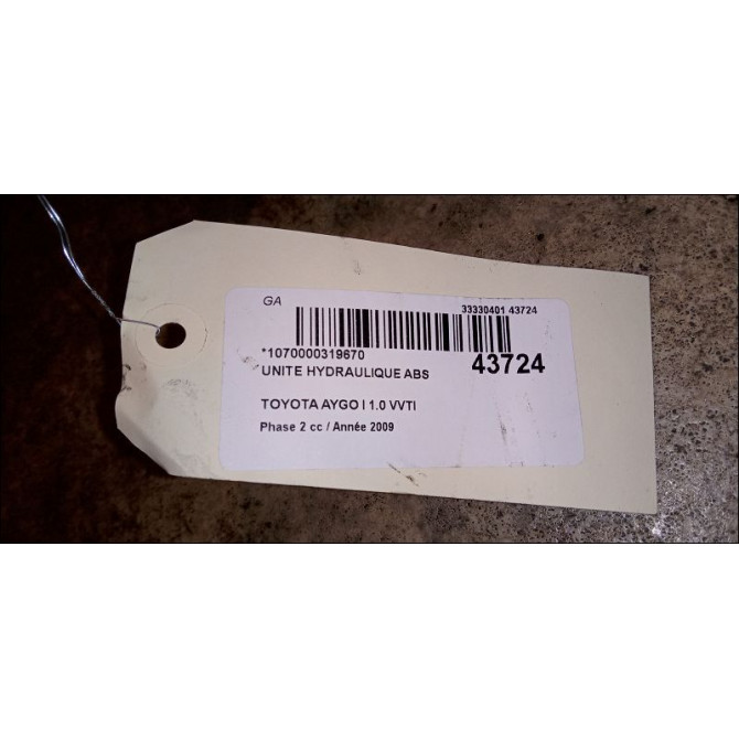 Unité hydraulique ABS occasion TOYOTA AYGO I Phase 2 01-2009->06-2012 1.0 VVTI 440500H010 4