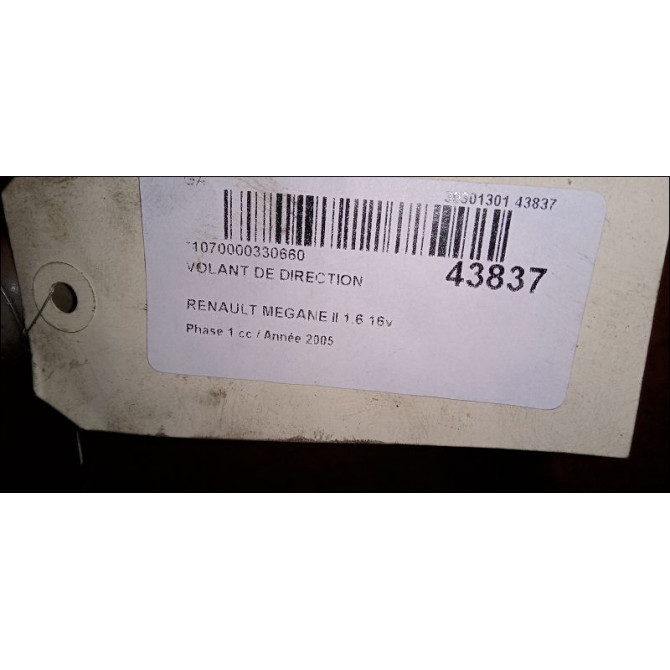 Volant de direction occasion RENAULT MEGANE II Phase 1 09-2003->12-2005 1.6 16v 8200218375 3