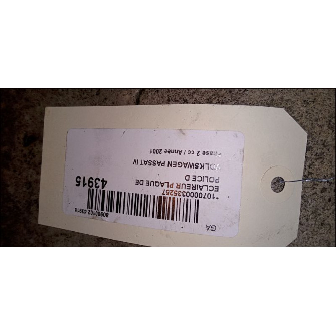 Eclaireur plaque de police d occasion VOLKSWAGEN PASSAT IV Phase 2 10-2000->03-2005 1.9 TDI 130ch 3B5998026A 2