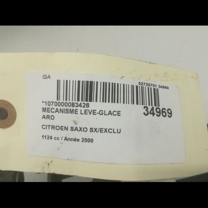 Mecanisme leve-glace arrière droit occasion CITROEN SAXO Phase 2 09-1999->12-2004 1.1i 60ch 922463 4