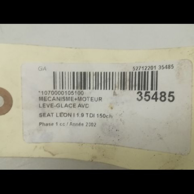 Mecanisme + moteur lève-glace avant droit occasion SEAT LEON I Phase 1 04-2000->10-2006 1.9 TDI 150ch 1M0837462A 4