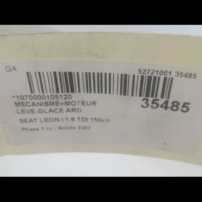 Mecanisme+moteur leve-glace arg occasion SEAT LEON I Phase 1 04-2000->10-2006 1.9 TDI 150ch 1M0839461A 4
