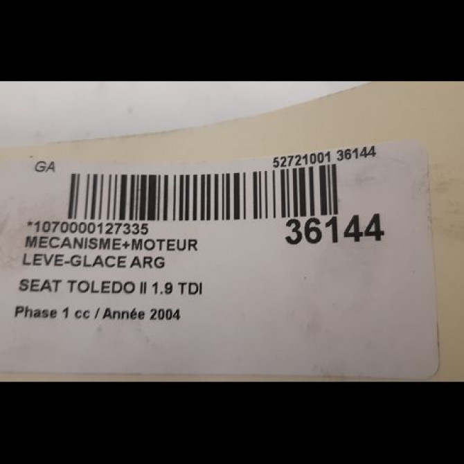 Mecanisme+moteur leve-glace arg occasion SEAT TOLEDO II Phase 1 04-1998->09-2004 1.9 TDI 130ch 1M0839461A 3