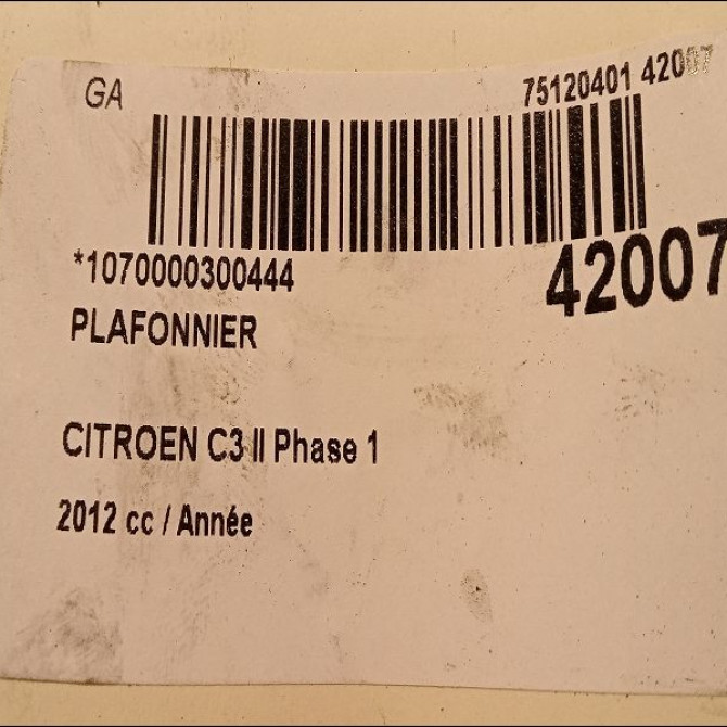 Plafonnier occasion CITROEN C3 II Phase 1 11-2009->02-2013 6362AC 3