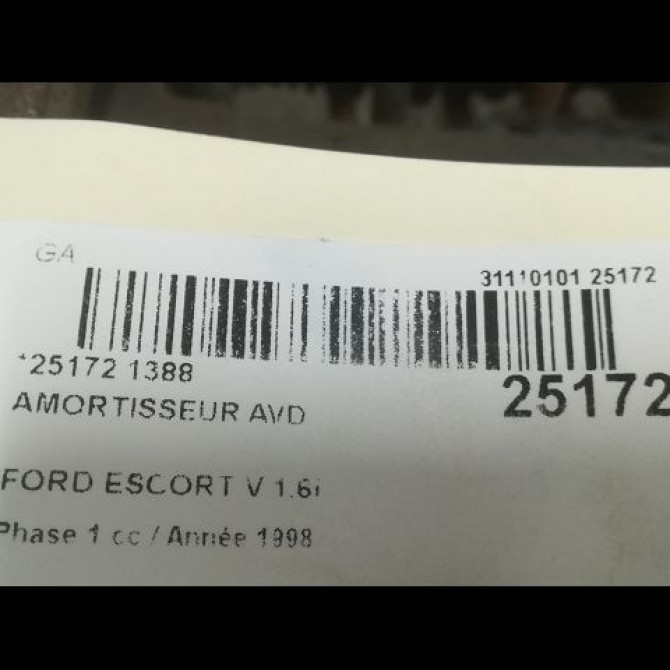 Amortisseur avant droit occasion FORD ESCORT V Phase 1 01-1995->08-2000 1.6i 2