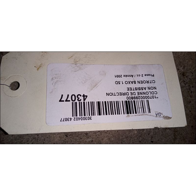 Colonne de direction non assistee occasion CITROEN SAXO Phase 2 09-1999->12-2004 1.5D 4123J4 2