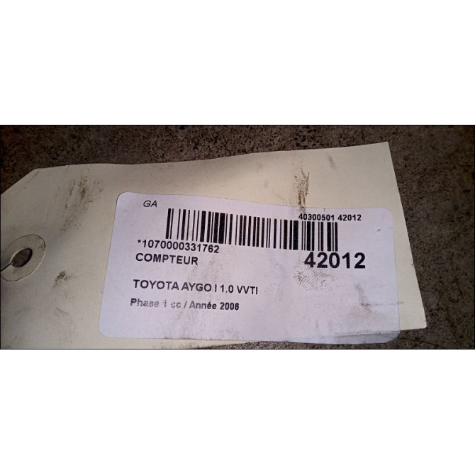 Compteur occasion TOYOTA AYGO I Phase 1 06-2005->11-2009 1.0 VVTI 838000H010 3