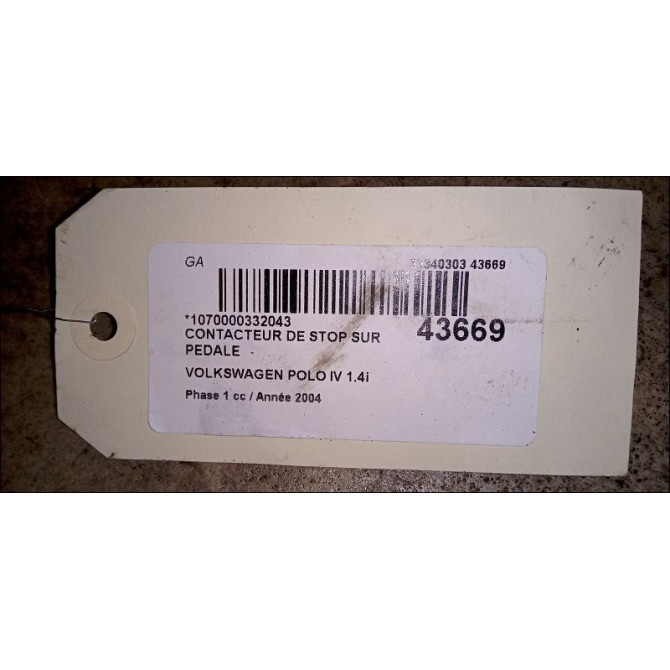 occasion VOLKSWAGEN POLO IV Phase 1 01-2002->05-2005 1.4i 75ch 2