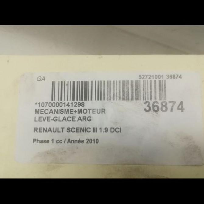 Mecanisme+moteur leve-glace arg occasion RENAULT SCENIC III Phase 1 04-2009->11-2011 1.9 DCI 130ch 827216769R 3