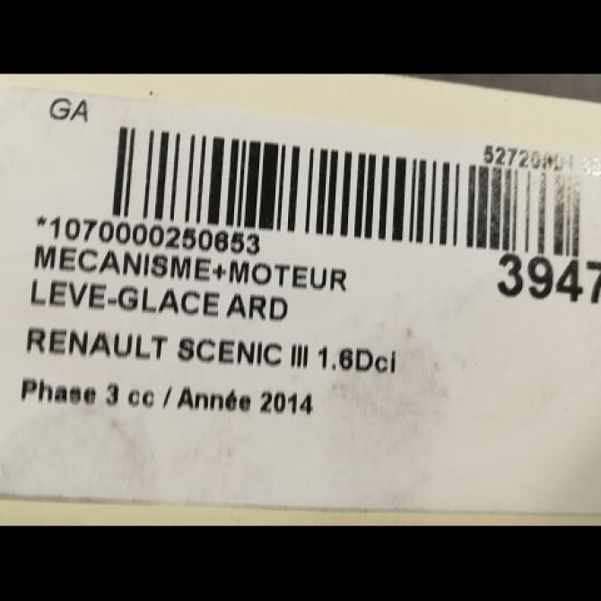 Mecanisme+moteur leve-glace ard occasion RENAULT SCENIC III Phase 3 04-2013->... 1.6Dci 130ch 827208148R 3