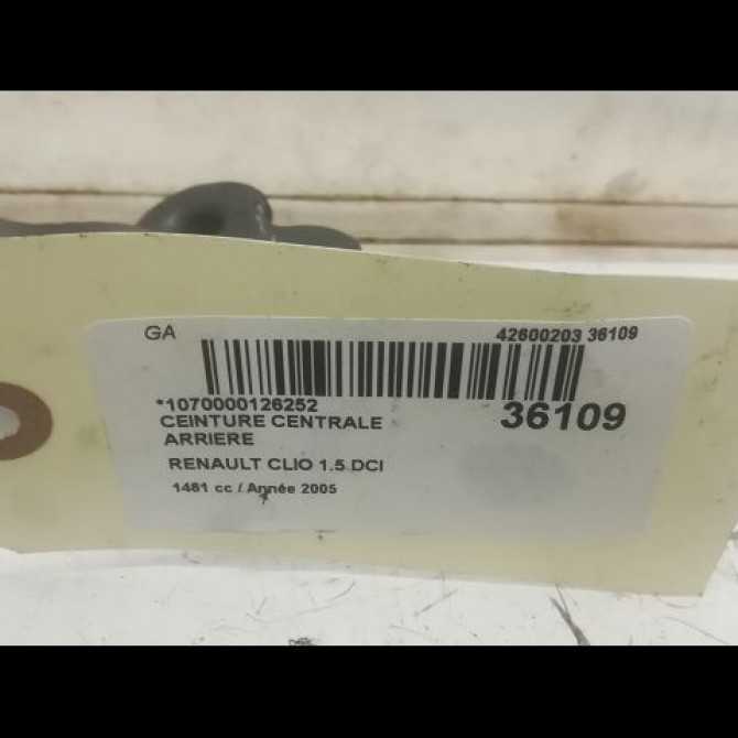 Ceinture centrale arriere occasion RENAULT CLIO III Phase 1 09-2005->03-2009 1.5 DCI 70ch 8200683948 4