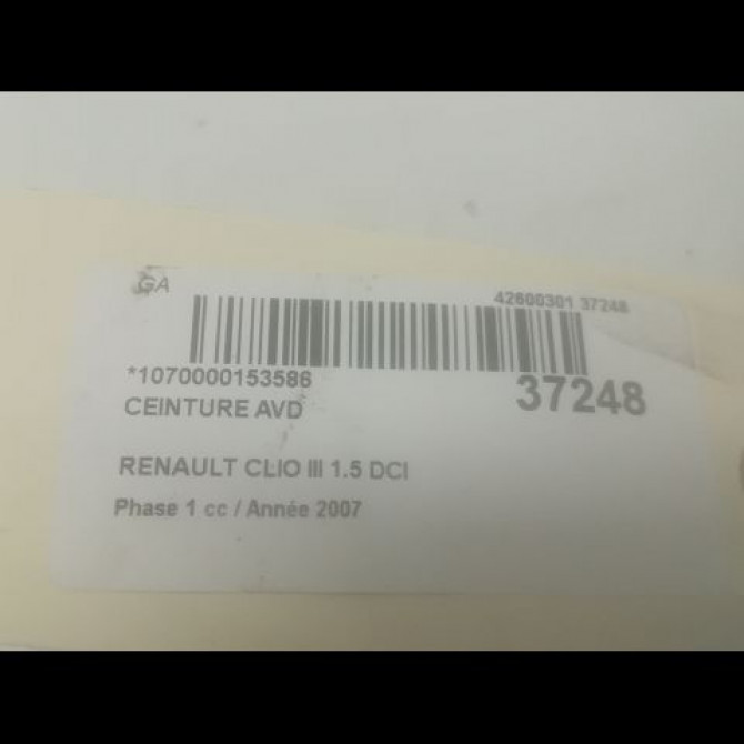 Ceinture avant droite occasion RENAULT CLIO III Phase 1 09-2005->03-2009 1.5 DCI 70ch 8200751504 4