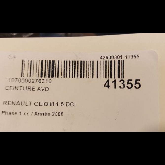 Ceinture avant droite occasion RENAULT CLIO III Phase 1 09-2005->03-2009 1.5 DCI 85ch 8200751504 4