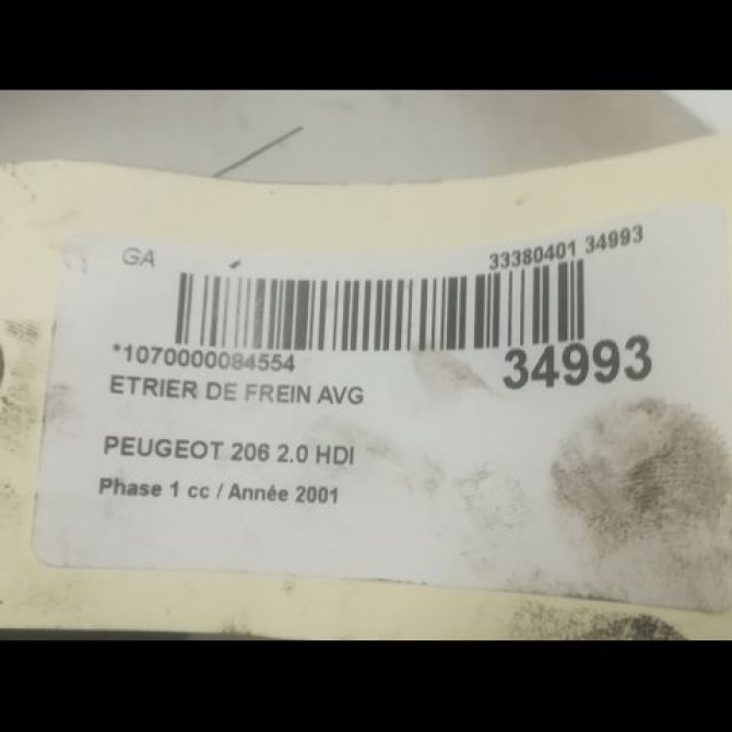 Etrier de frein avant gauche occasion PEUGEOT 206 Phase 1 09-1998->03-2009 2.0 HDI 441051 3