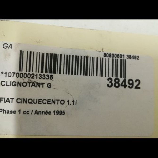 Clignotant gauche occasion FIAT CINQUECENTO Phase 1 07-1992->09-1998 1.1i 54ch 46411407 3