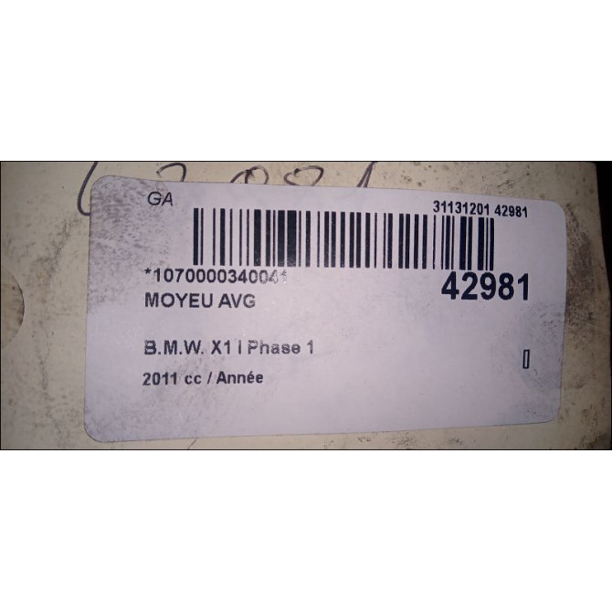 Moyeu avg occasion B.M.W. X1 I Phase 1 07-2009->05-2012 31206877562 3