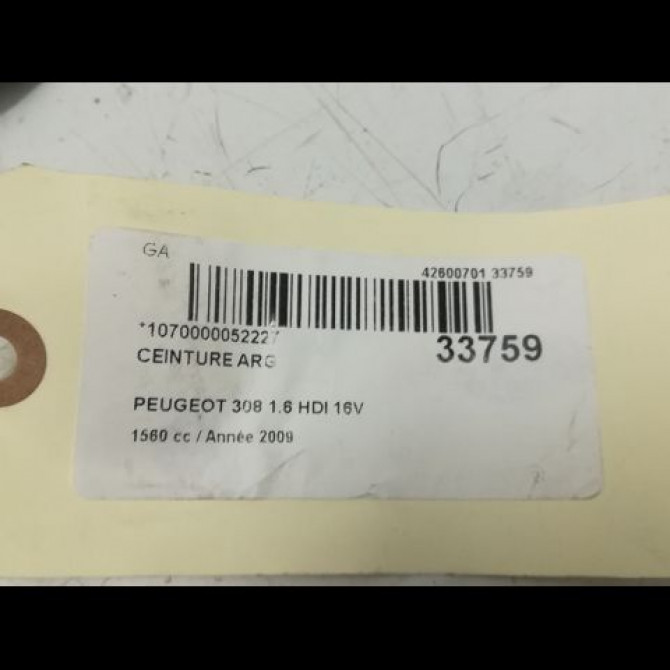 Ceinture arrière gauche occasion PEUGEOT 308 I Phase 1 09-2007->03-2011 1.6 HDI 8v 90ch 8975GX 5