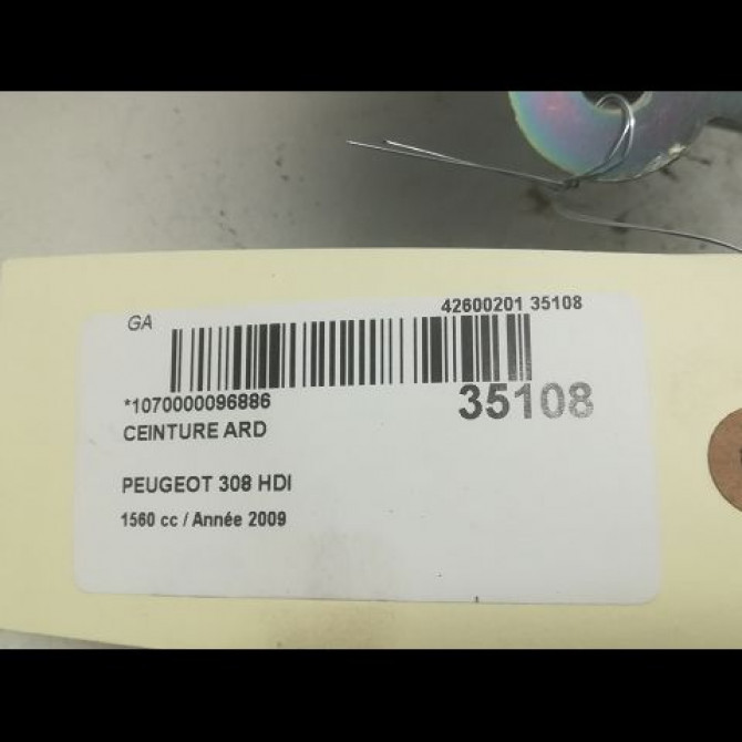 Ceinture arrière droite occasion PEUGEOT 308 I Phase 1 09-2007->03-2011 1.6 HDI 16v 90ch 8975GX 4