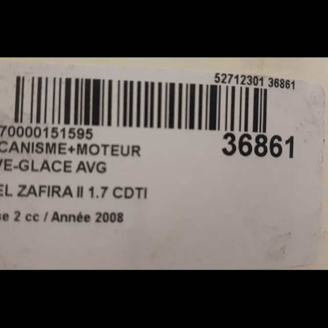 Mecanisme+moteur leve-glace avg occasion OPEL ZAFIRA II Phase 2 01-2008->12-2014 1.7 CDTI 125ch 93184842 2