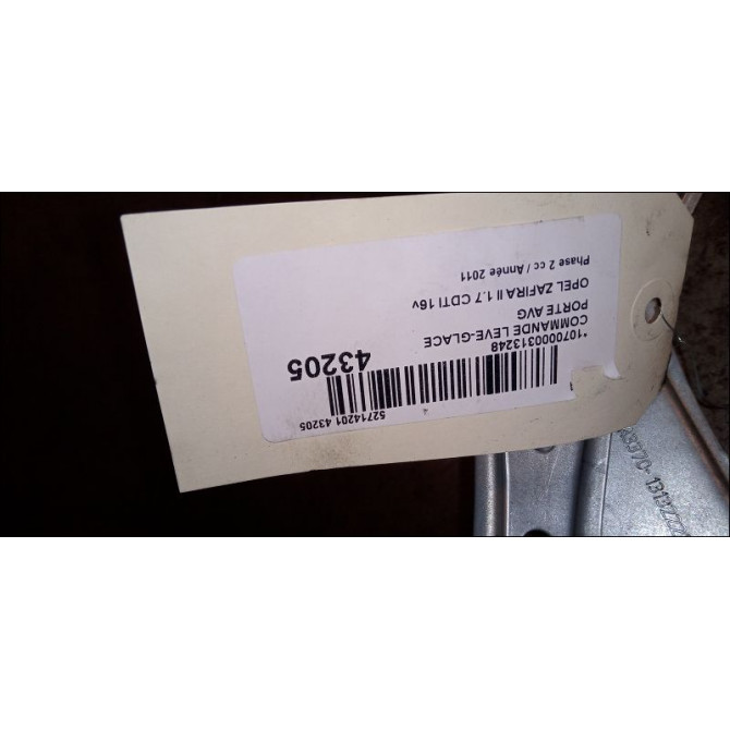 Mecanisme+moteur leve-glace avg occasion OPEL ZAFIRA II Phase 2 01-2008->12-2014 1.7 CDTI 16v 110ch 93184842 2