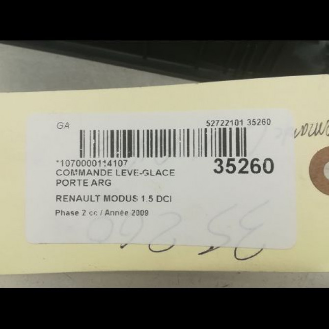 Commande leve-glace porte arrière gauche occasion RENAULT MODUS Phase 2 01-2008->12-2012 1.5 DCI 85ch 8200214936 3