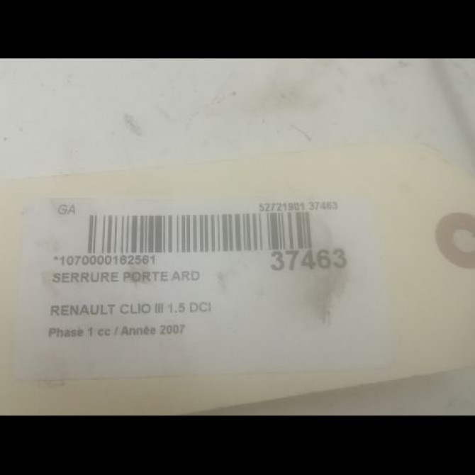 Serrure porte ard occasion RENAULT CLIO III Phase 1 09-2005->03-2009 1.5 DCI 85ch 8200299161 3