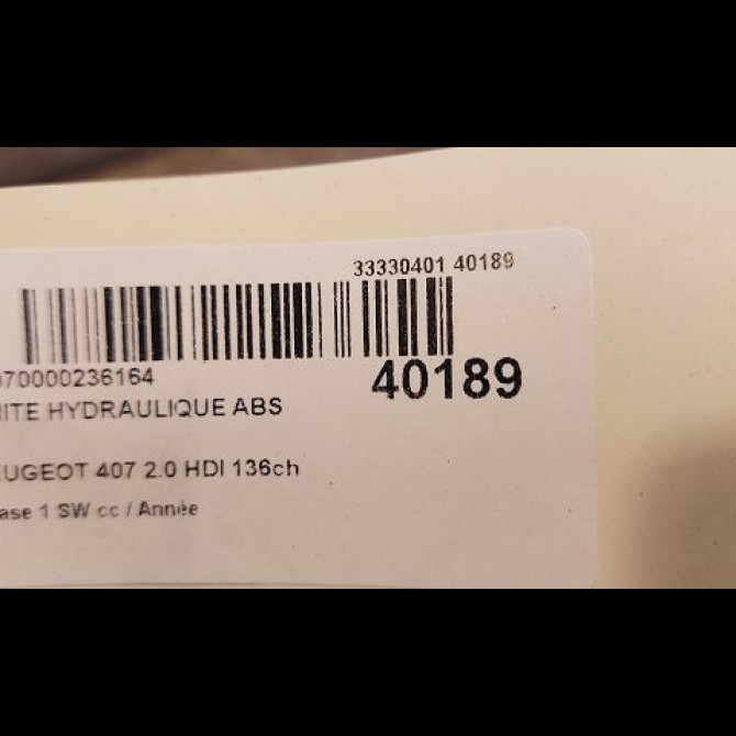 Unité hydraulique ABS occasion PEUGEOT 407 phase 1 SW 07-2004->07-2008 2.0 HDI 136ch 4541X4 3