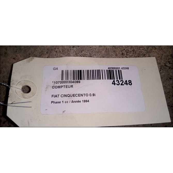 Compteur occasion FIAT CINQUECENTO Phase 1 07-1992->09-1998 0.9i 40ch 46427454 3