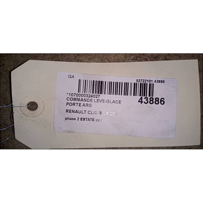 Commande leve-glace porte arrière gauche occasion RENAULT CLIO III phase 2 ESTATE 03-2009->12-2014 1.5 DCI 85ch 8200214936 3
