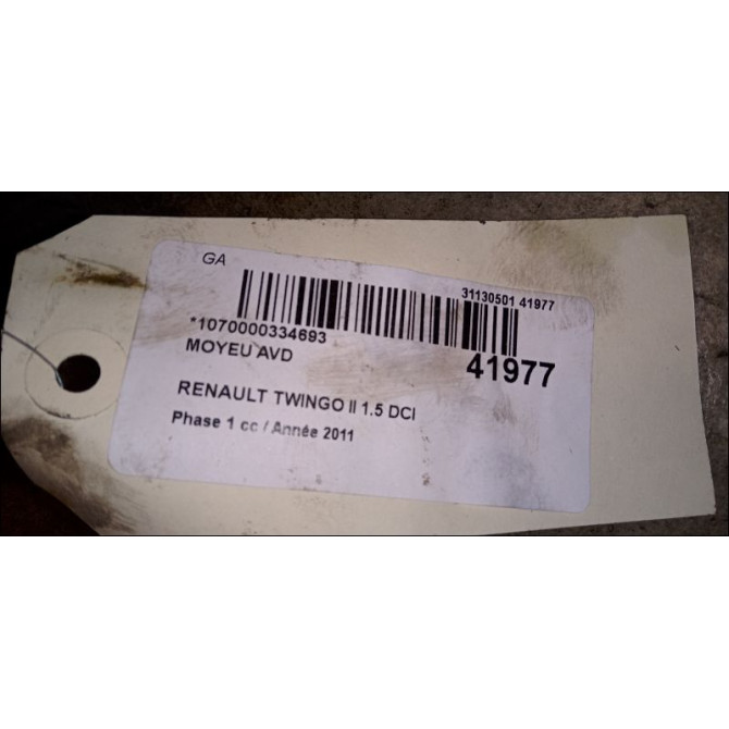Moyeu avd occasion RENAULT TWINGO II Phase 1 06-2007->11-2011 1.5 DCI 75ch 7701207677 3