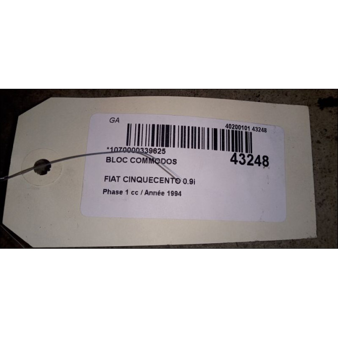 Bloc commodos occasion FIAT CINQUECENTO Phase 1 07-1992->09-1998 0.9i 40ch 181739980 3